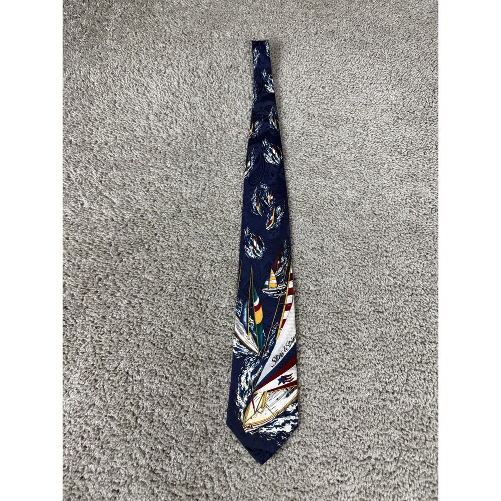 Vintage Stars & Stripes Neck Tie Mens Silk The Great Race Sailing Business
